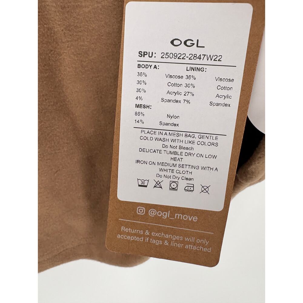 OGL Top Size L NEW MaxWarm Turtleneck Long Sleeve Brami Cork Brown Tan - Picture 7 of 12
